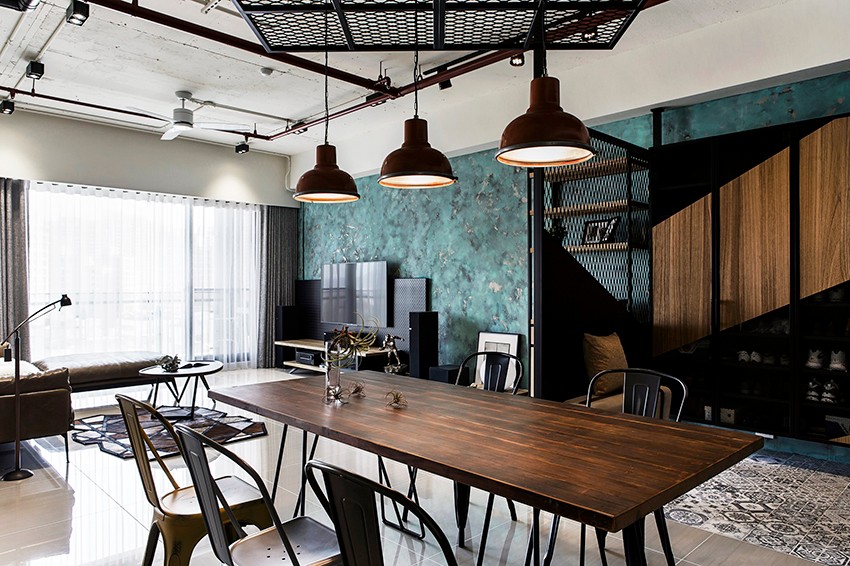 工業風風格家裝設計室內裝修效果圖-餐廳