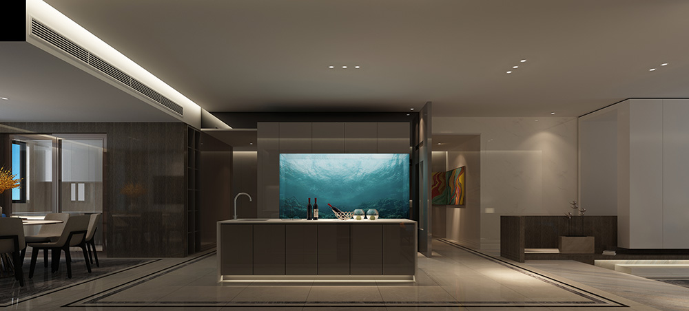 現代簡約風格室內裝修設計效果圖-鉆石之家富春山居-室內廚房裝修設計