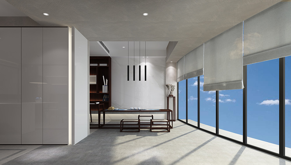 新中式風格室內裝修設計效果圖-雅頌流花君庭平層-室內茶室裝修設計