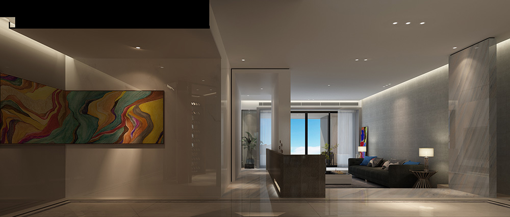 現代簡約風格室內裝修設計效果圖-鉆石之家富春山居-室內客廳裝修設計