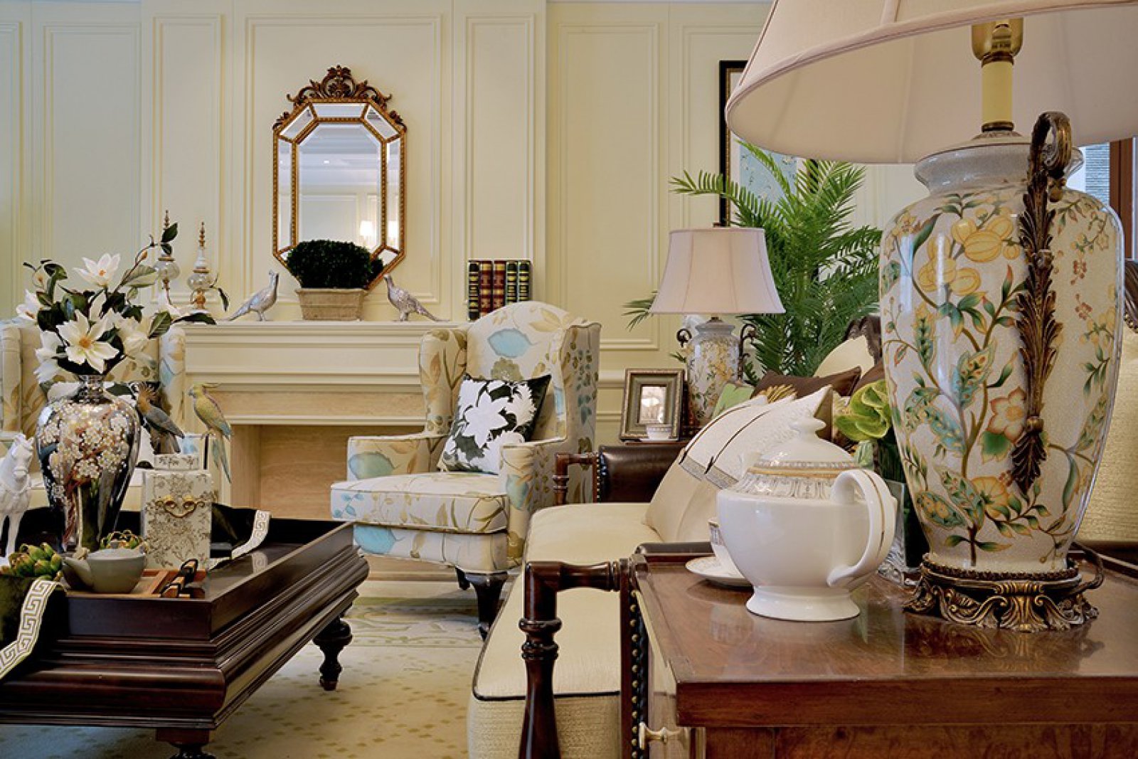 美式復古風格家裝設計室內裝修效果圖-客廳