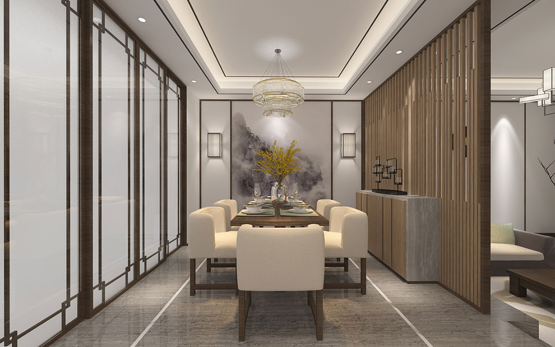 新中式風格別墅室內設計家裝案例-餐廳