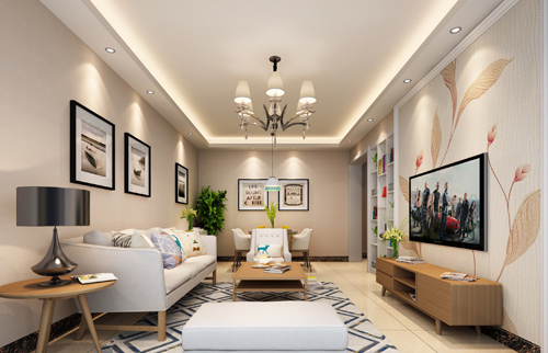貴港市幸福家園現代簡約風格二居室裝修案例