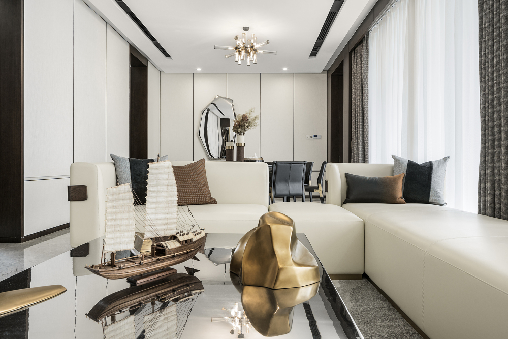 新中式風格室內家裝案例效果圖-客廳茶幾沙發