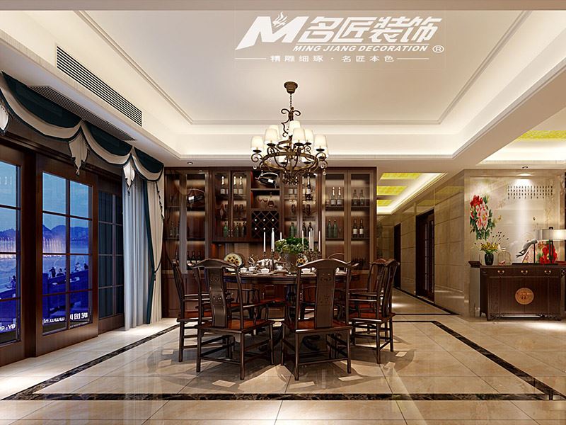 揭陽市濱湖花園新中式風格四居室裝修案例