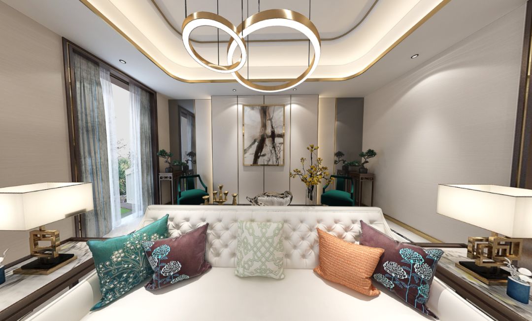 裝修案例歐式輕奢風格室內裝修效果圖-客廳沙發