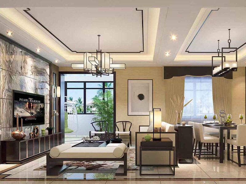 內江市翡翠國際社區新中式風格三居室裝修案例