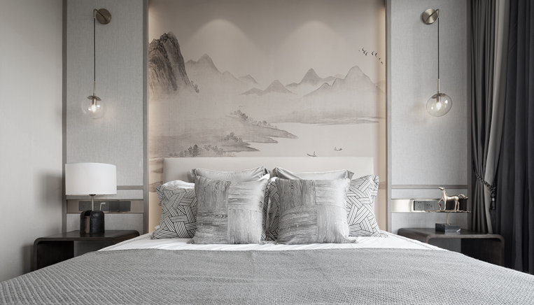 新中式風格別墅室內設計家裝案例-臥室