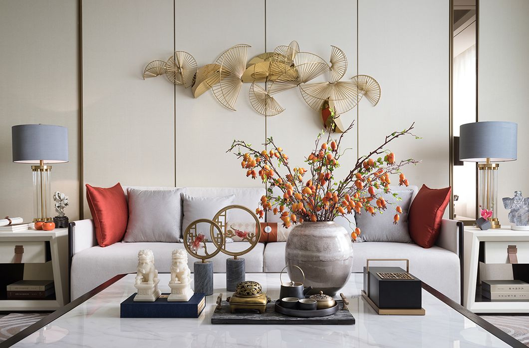 新中式風格家裝設計室內裝修效果圖-客廳沙發