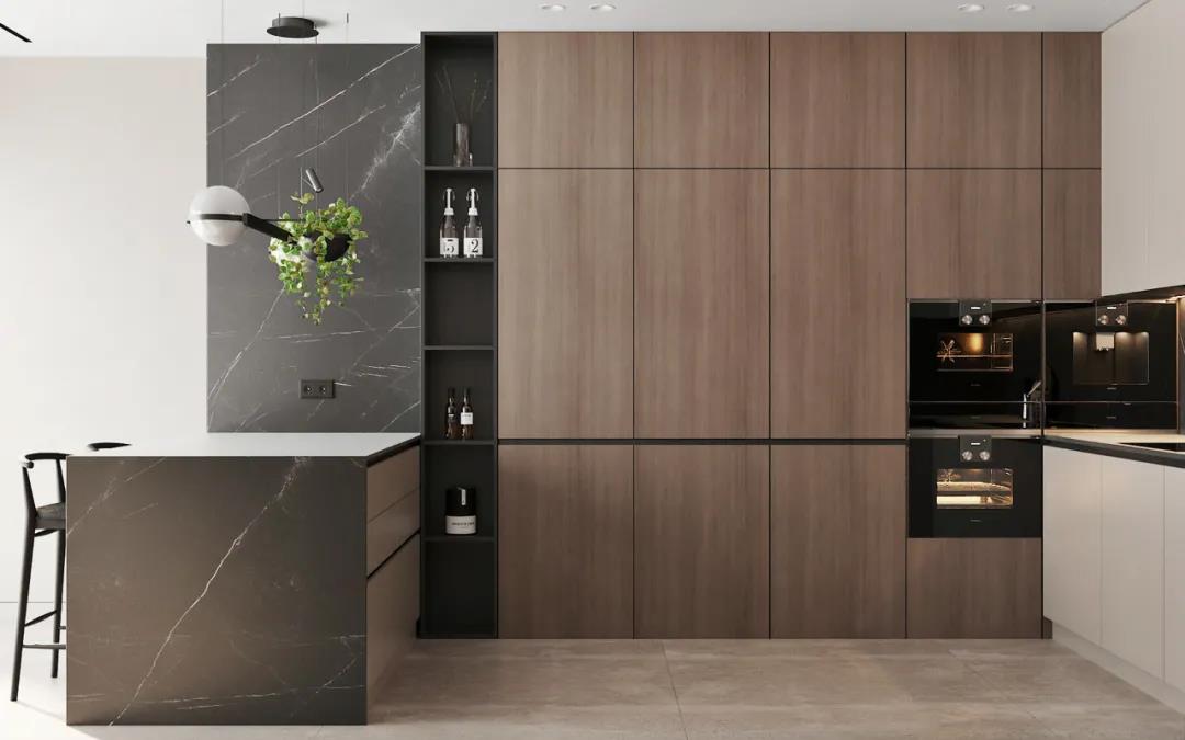 現代簡約風格家裝設計室內裝修效果圖-開放式廚房