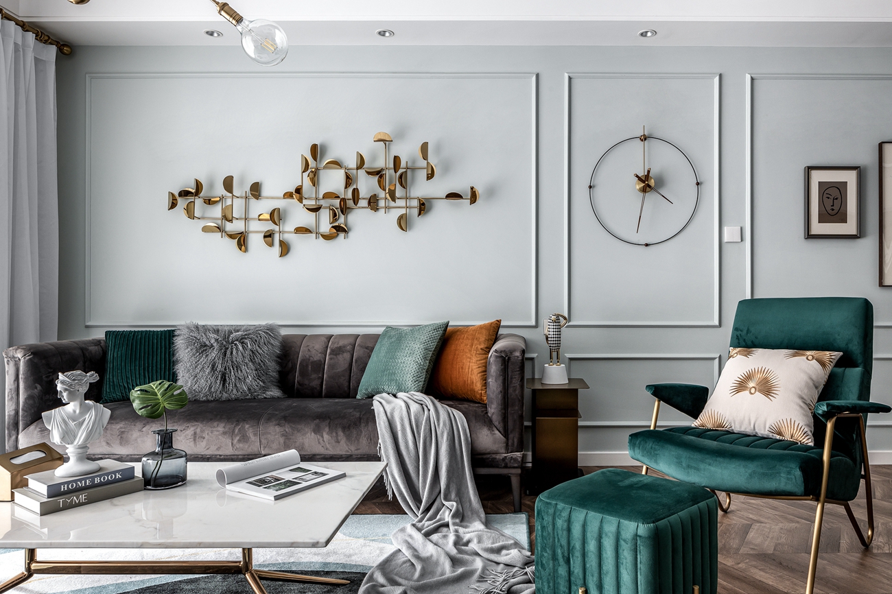 北歐輕奢風格室內家裝案例效果圖-客廳沙發