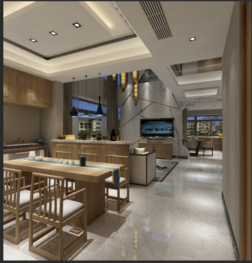 現代前衛風格室內裝修效果圖-金色家園三居123平米-廚餐廳