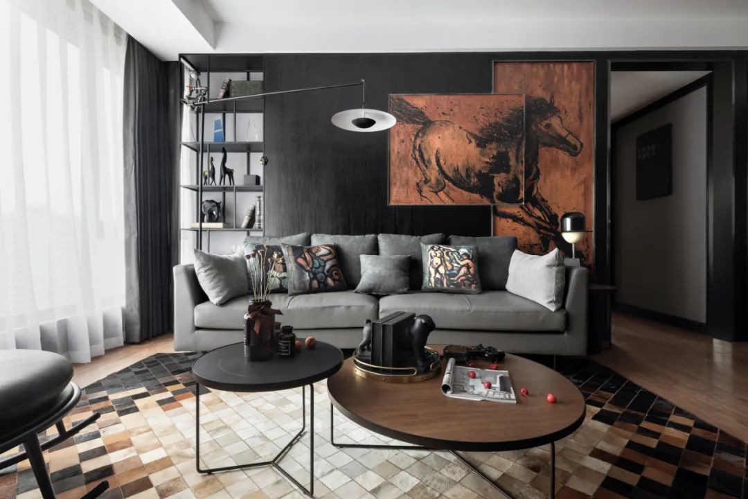 現代復古混搭風格室內設計家裝案例-客廳沙發茶幾