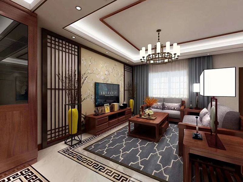 寧波市麗園馨都新中式風格三居室裝修案例