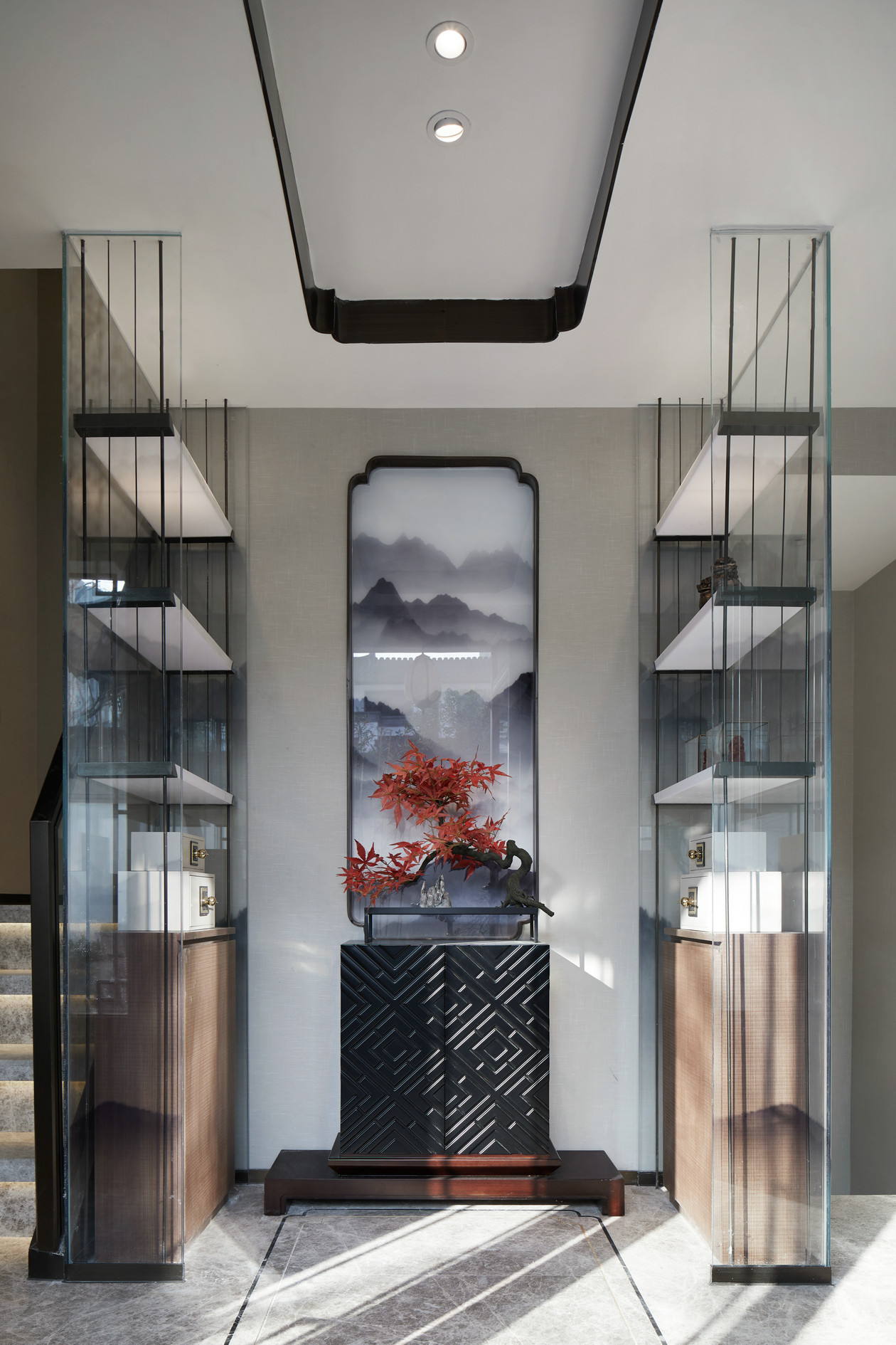 新中式風格室內家裝案例效果圖-玄關