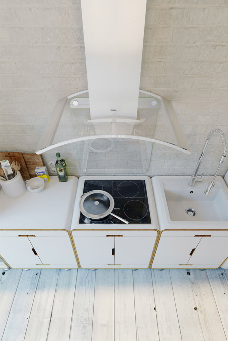 純白優雅工業風格室內家裝設計-廚房