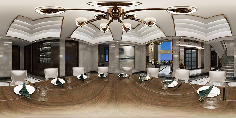 黃岐中南海暉園別墅320平米新中式風格室內裝修案例-餐廳