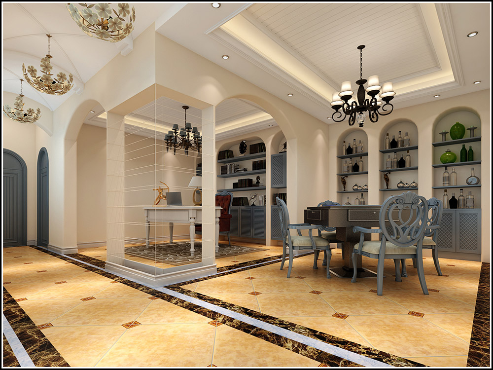 大同鉑藍郡別墅410平米地中海風格裝修案例-棋牌娛樂室