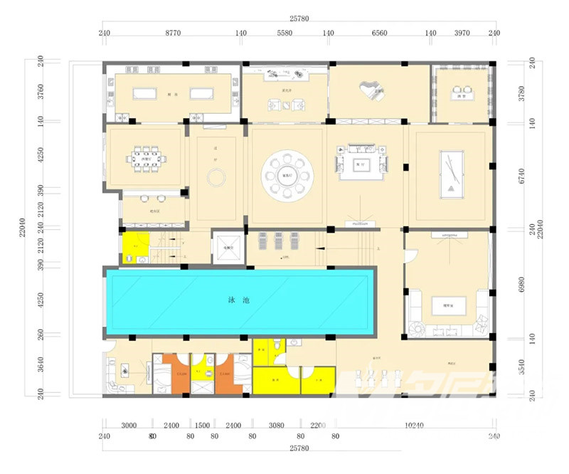 歐式別墅裝修設計-別墅負一層布局圖