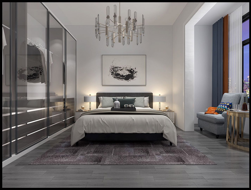 輕奢風格室內裝修效果圖-雙河小區平層150平米-臥室
