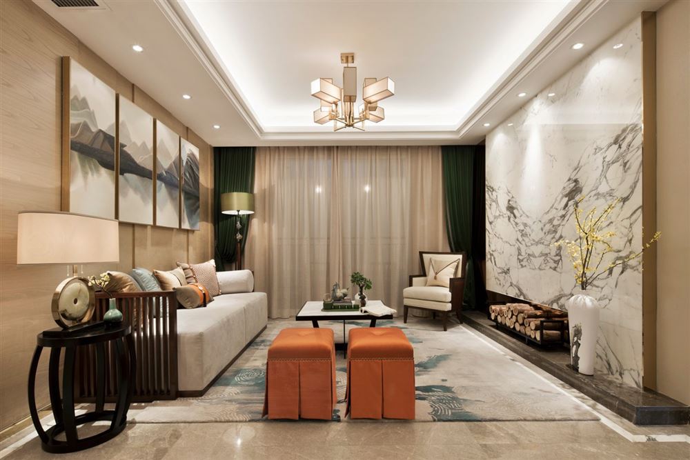 湛江市西粵京基城二期新中式風格四居室裝修案例