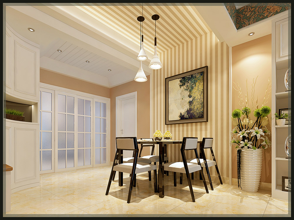 輕奢風格室內裝修效果圖-昌南名都三居140平米-餐廳