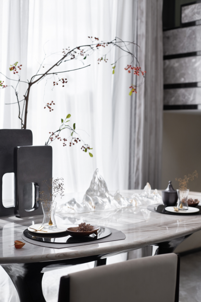 新中式風格別墅室內設計家裝案例-餐廳餐桌