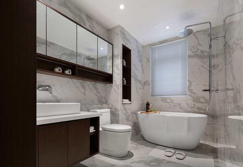 新中式風格室內家裝案例效果圖-衛生間