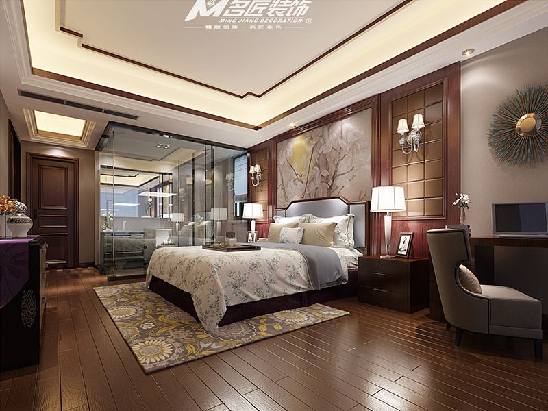 揭陽市港泰豪庭新中式風格三居室裝修案例