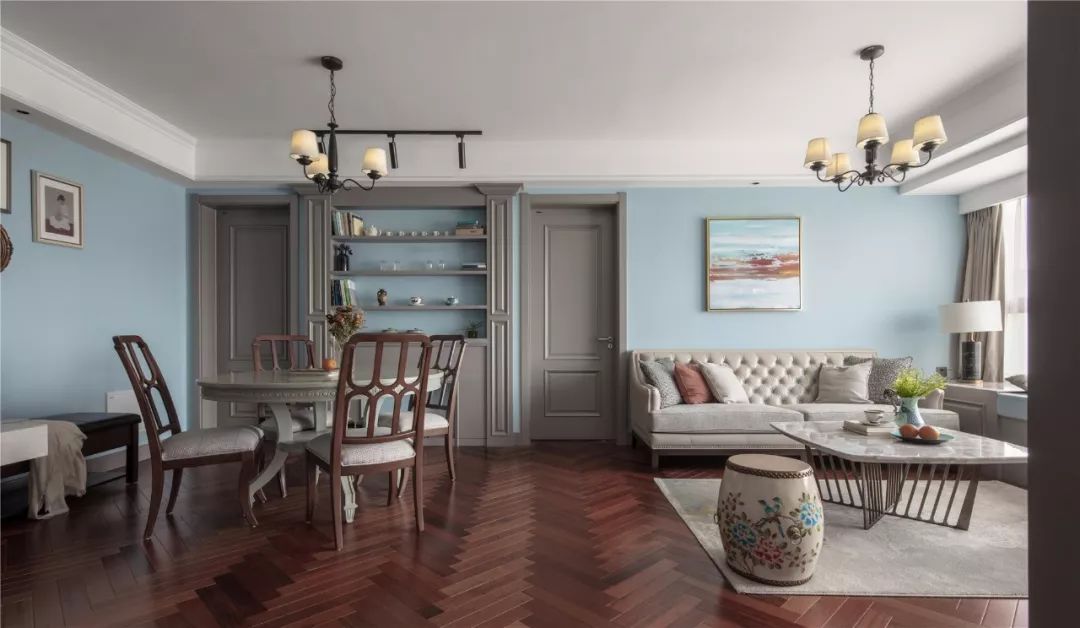 美式復古風格家裝設計室內裝修效果圖-客廳