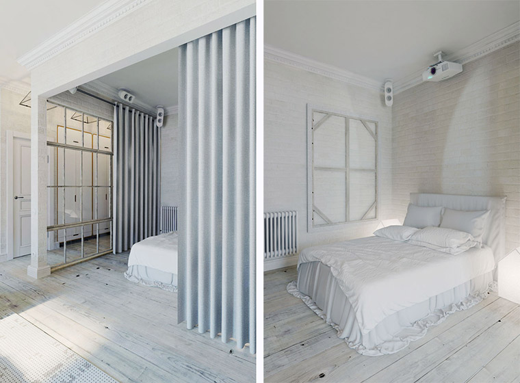 純白優雅工業風格室內家裝設計-臥室