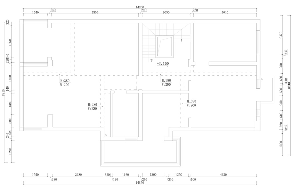 裝修案例經典美式風格別墅裝修效果圖-二層平面圖