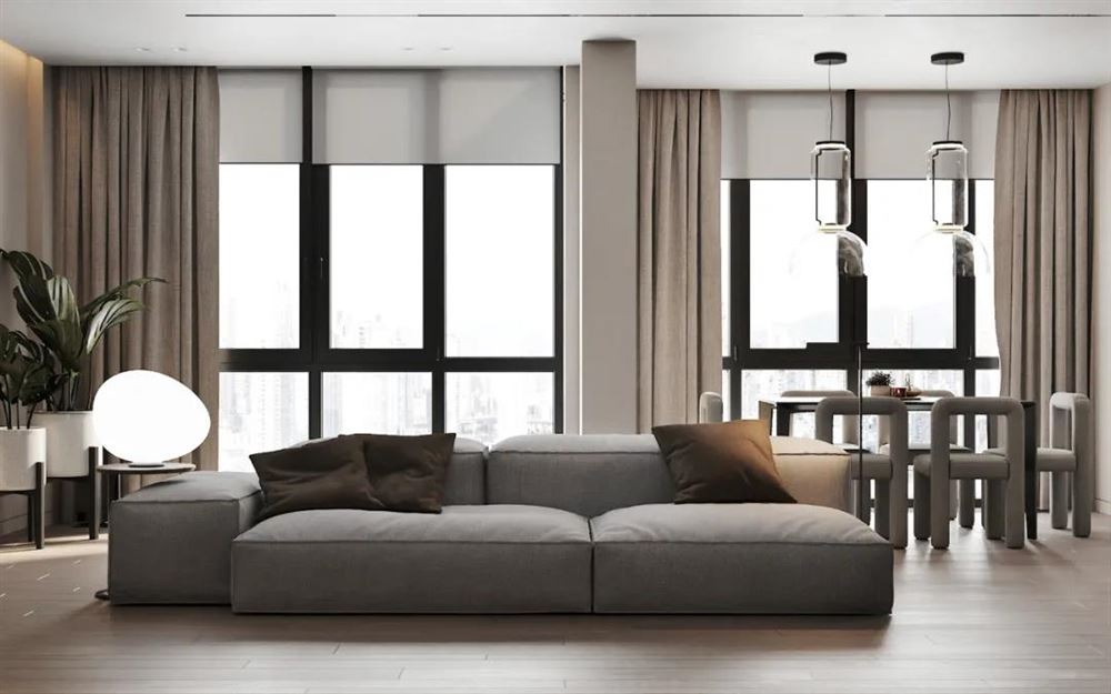 江門市珠江國際新城現代簡約風格三居室裝修案例