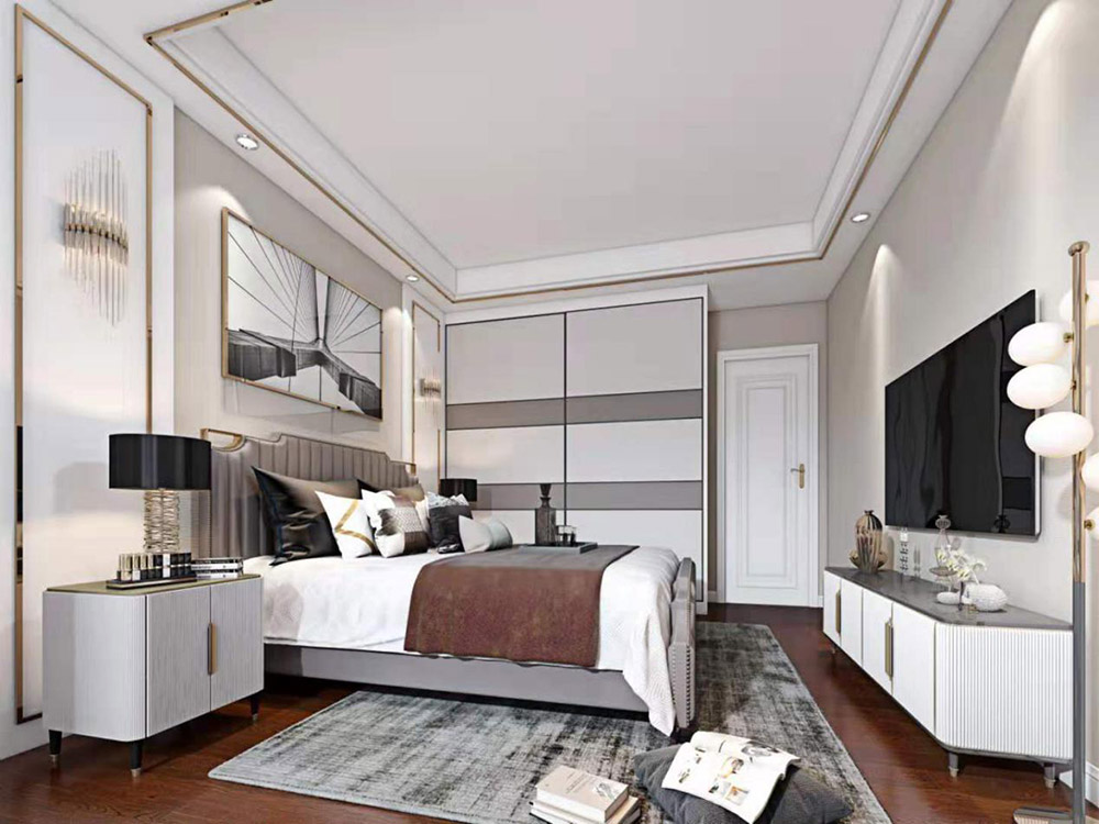 輕奢風格室內裝修效果圖-時代鋒尚平層175平米-臥室