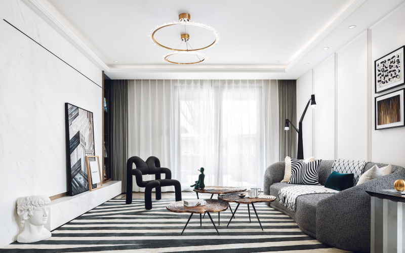 法式輕奢風格室內設計家裝案例-客廳