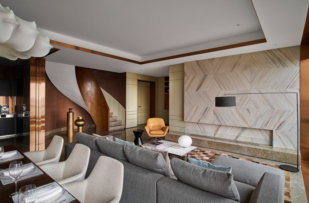 古典輕奢混搭風格室內設計家裝案例-客廳