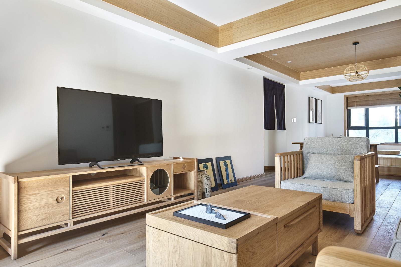 日式簡約原木風格家裝設計室內裝修效果圖-客廳
