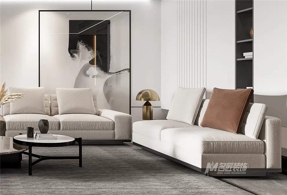 裝修公司黑白灰輕奢經典風格-客廳沙發