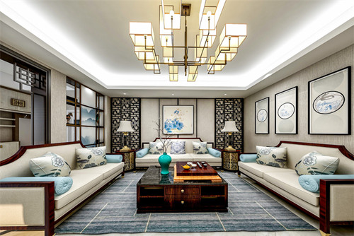 德陽市玫瑰園新中式風格三居室裝修案例