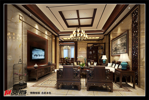 茂名市粵西明珠新中式風格別墅裝修案例