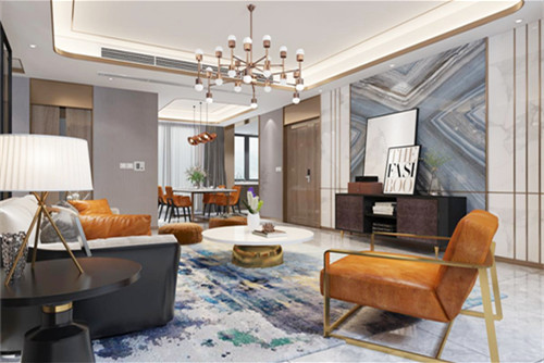 自貢市銀海·金域國際一期輕奢風格三居室裝修案例
