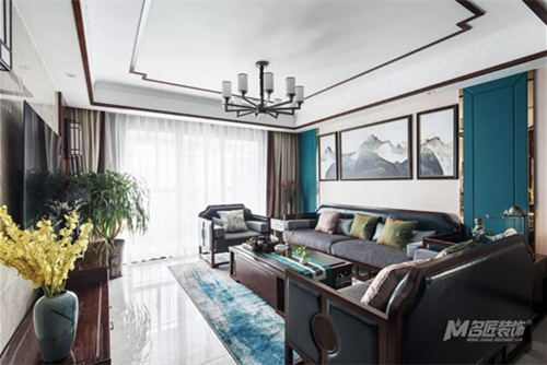 常州市濱江明珠城新中式風格三居室裝修案例