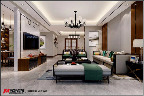 遂寧市邦泰·東湖上院新中式風格三居室裝修案例