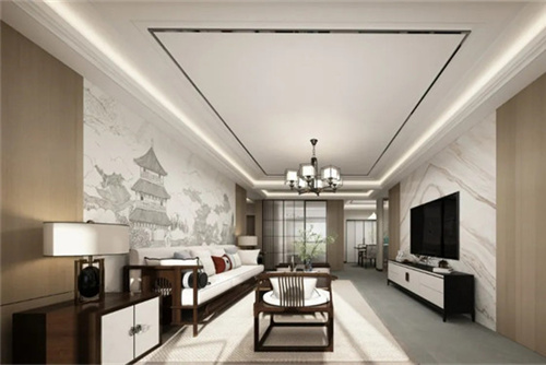 桂林市香格里拉花園新中式風格三居室裝修案例